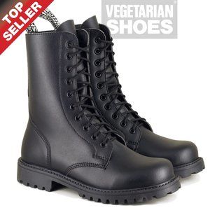 Vegetarian Shoes Combat Boots Black Size 41, US womens 9 Vegan faux leather